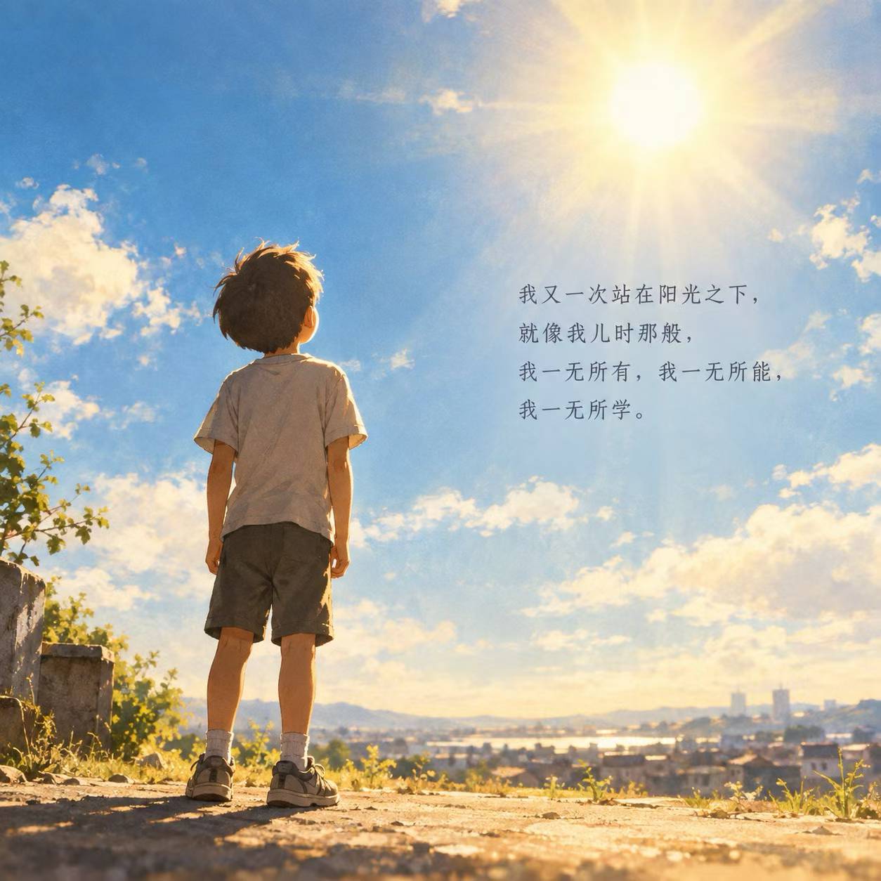 <p style="">我又一次站在阳光之下，就像我儿时那般，我一无所有，我一无所能，我一无所学。</p>